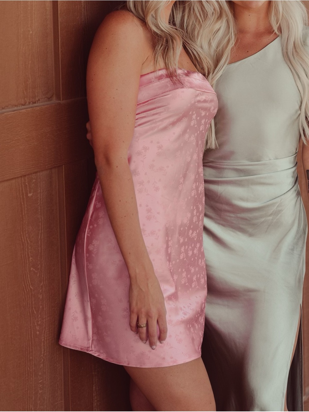 Altar'd State Pink Satin Mini Dress